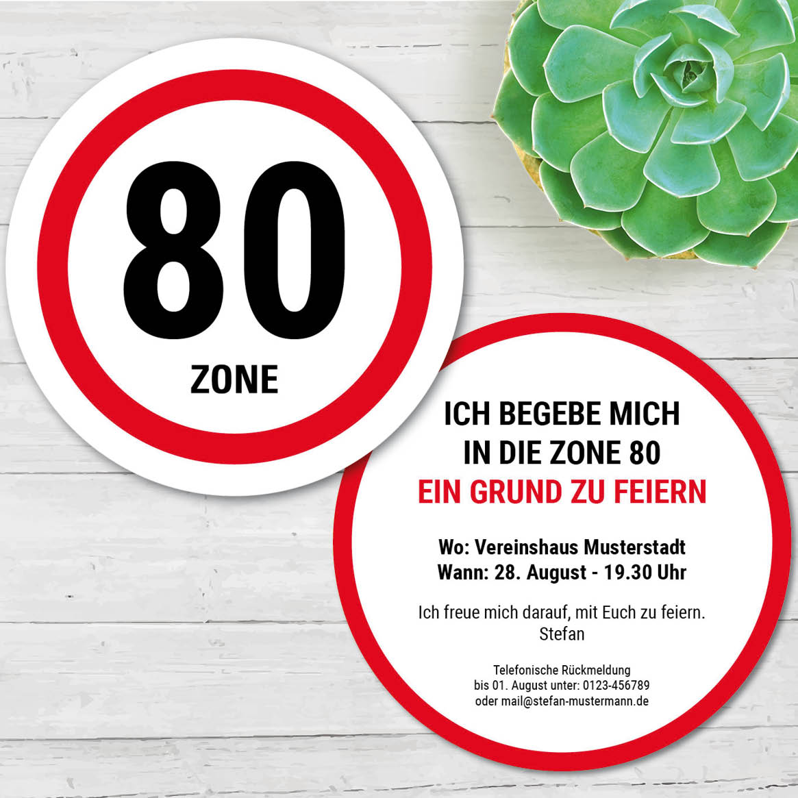 Bierdeckel Einladung zum Geburtstag: Zone 80 Individuelle Einladung
